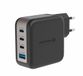 Swissten Snellader met 4 Poorten - 100W - GaN Technologie - 3x USB C Poort & 1x USB-A Poort - Zwart