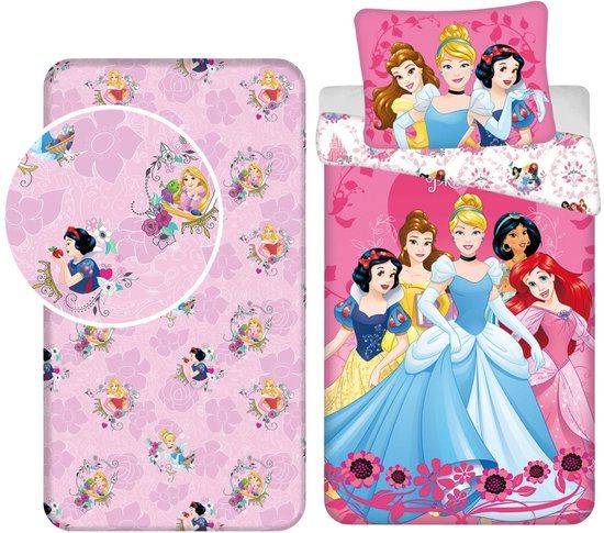 4KidsOnly Princess Dekbedovertrek + Hoeslaken - Roze - Eenpersoons - Katoen