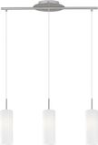EGLO Troy 3 Hanglamp, 3 lichtpunten, materiaal: staal, kleur: nikkel mat, glas: gesatineerd wit, fitting: E27, lengte: 72 cm