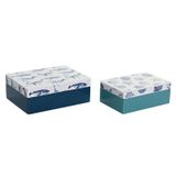 Fijalo DKD Home Decor Set van opbergboxen Hout Hemelsblauw Marineblauw (20 x 14,5 x 7,5 cm) (2 Stuks)