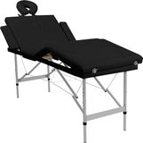 vidaXL - Massagetafel - met - 4 - zones - inklapbaar - aluminum - frame - zwart