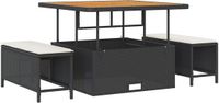 vidaXL Tuin Eettafel Set 3-delig Zwart Polyrattan