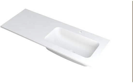 Wastafel INK Faktor Wastafel Polystone Rechts met 1 Kraangat - 1200x450x15 mm - Mat Wit