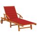vidaXL Ligbed met Kussen Massief Acaciahout Rood