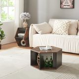 en.casa Salontafel Molde set van 2 zwart en walnootkleurig