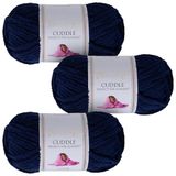 Utopia Crafts Knuffel Super Chunky Chenille zacht garen voor breien en haken, 3 x 100 g (marineblauw)