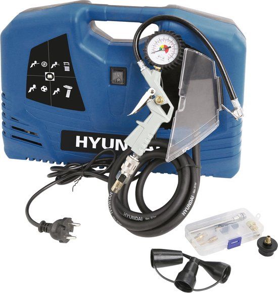 Hyundai Compressor Compact - 1100W - 8 BAR - 180 L/M - Incl. Accessories
