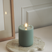 Bougie LED rainurée D 8 x 10 cm Vert sauge