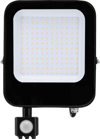 BES LED LED Bouwlamp 100 Watt met Sensor - LED Schijnwerper - Aigi Ixi - Natuurlijk Wit 4000K - Waterdicht IP65 - Mat Zwart - Aluminium