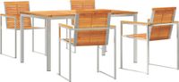 vidaXL Tuinset, 5-delig, massief acaciahout, roestvrij staal, bruin