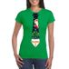 Bellatio Decorations Fout kersttrui t-shirt - groen - met kerstboom stropdas print - voor dames XL