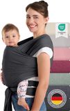 Laleni Draagdoek voor Pasgeborenen tot 15 kg in Katoen | Omslagdoek OEKO-TEX gecertificeerd | Newborn Babydraagzak 5,10m lang | Fysiologische Kinderdraagzak | Zwart