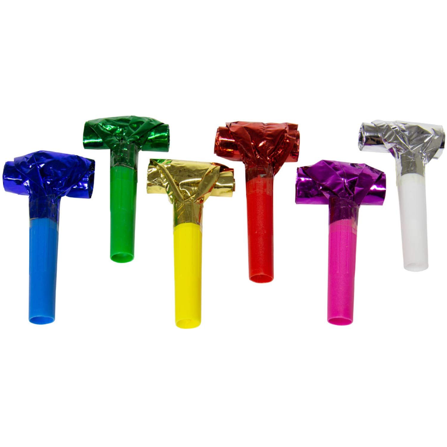 Meerkleurige metallic luchtslingers 24 cm - 6 stuks