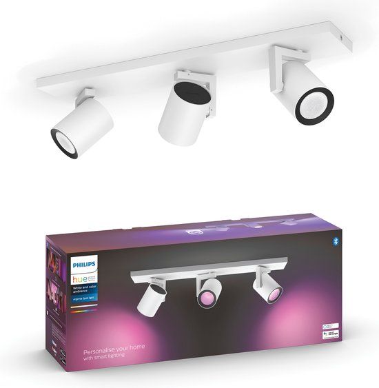 Philips Hue Argenta Opbouwspot - 3-Spots - Wit - Gekleurd Licht - LED - Dimbaar - Smart Home