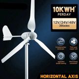 Merkloos Windturbine - Windmolen - Windturbine Generator - Windenergie - 2000W - 24V - met MPPT Controlle - 3 Messen - Stille en Efficiënte Energieoplossing - Kleine - voor Thuisgebruik en Off Grid Systemen