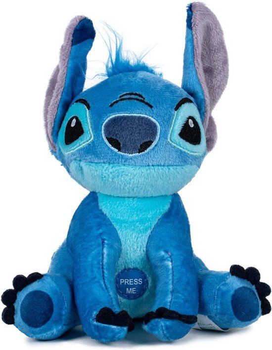 Lilo&Stitch - Peluches Stich - Angel - Robot met geluid, 20 cm, Super Soft ... Blauw