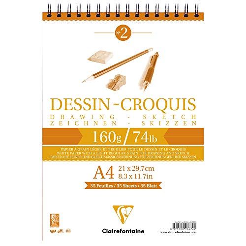 Clairefontaine 96674C tekenblok Croquis - DIN A4 - 35 vellen - 160 g - wit