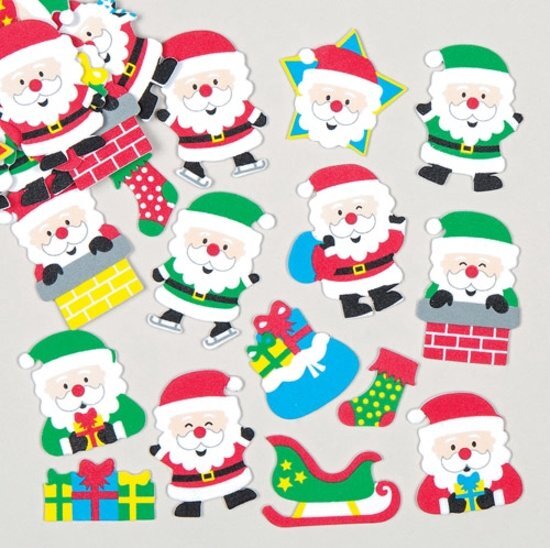 Baker Ross Set met foam stickers van kerstman waarmee kinderen kaarten collages taferelen en knutselwerkjes voor kerst naar eigen smaak kunnen versieren 120 stuks