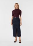Comma Navy Straight Skirt Regular Waist Cotton 42