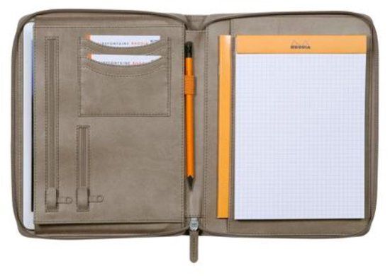 Rhodia Schrijfmap - Conferentiemap - Kunstleer - A5 - Taupe