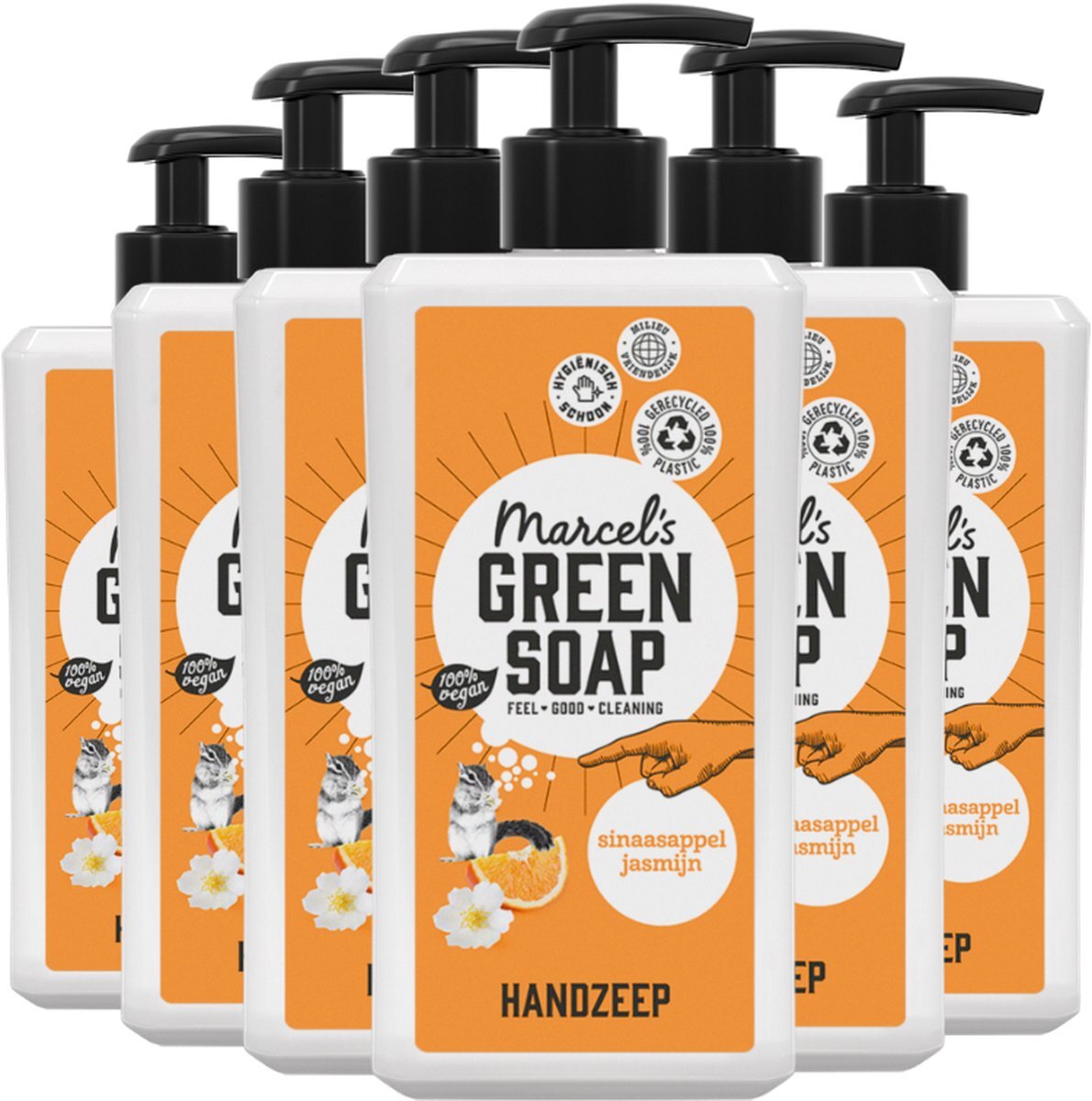 Marcels Green Soap Handzeep Sinaasappel & Jasmijn - 6 x 500 ml