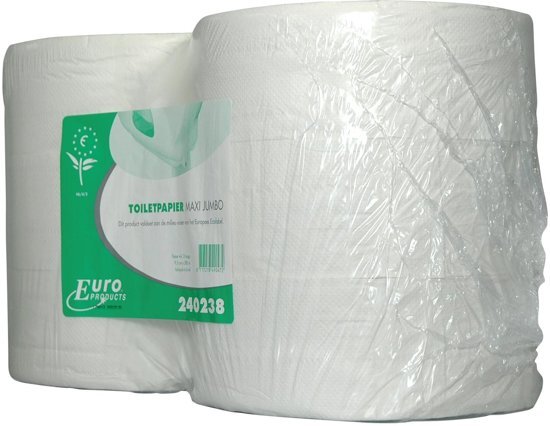 Europroducts 2x Europroducts toiletpapier Maxi Jumbo, 2-laags, 380 meter, eco, pak a 6 rollen