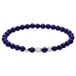 Lucardi - Heren Stainless steel herenkralenarmband blauwe lapis - Armband - Staal - Zilverkleurig - 19 cm