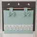 PETTI Artigiani Italiani - Elegante ovenhoes, shabby chic ovenhoes, effen kleur met Sangallo kanten ruches en strikken, katoenen ovenhoes, ovenafdekking 50 x 42 cm, aqua