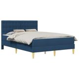 vidaXL Bedframe met matras met hoofdeinde Blauw 140 x 200 cm Stof
