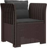 vidaXL Eén-zits Fauteuil met Kussens Rieten Look PP Bruin