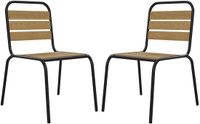 Vente-unique Set van 2 stapelbare tuinstoelen van polywood en metaal - Zwart - LYLIOS van MYLIA