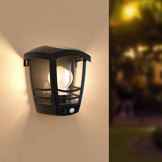 HOFTRONIC Clark - Solar wandlamp lantaarn - Zwart