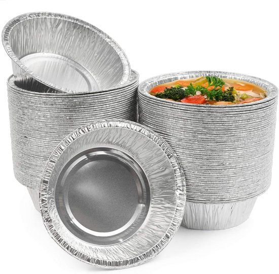 MATANA 100 Aluminium Bakjes - Rond, 320ml / 13cm - Koken, Bakken, Grillen, Invriezen - Cakevormen