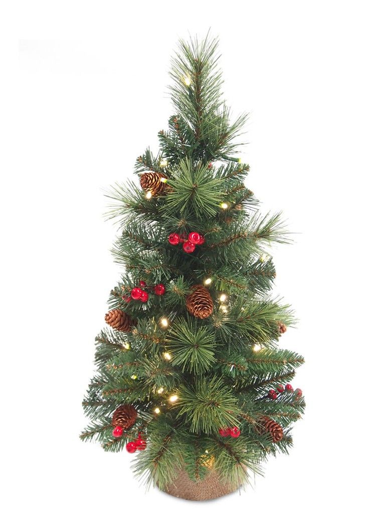 National Tree Company Everyday kunstkerstboom met bessen, dennenappels en LED-verlichting 81 cm