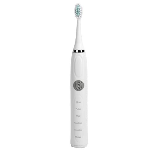 ZJchao Elektrische Tandenborstel voor Volwassenen, 5 Poetsstanden IPX6 Waterdichte Oplaadbare Sonische Tandenborstels Tandenbleekborstel(wit)