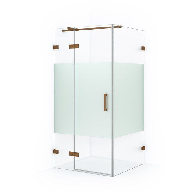 Maxaro Douchecabine Diamond 90x90cm 8mm Helder Veiligheidsglas met Matte Strook Koper
