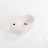 QeramiQ Pure Fontein - 40x22x12cm - glad - halfrond - kraangat links - keramiek - linnen