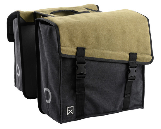 WILLEX Dubbele fietstas Canvas Tas 101 38L Groen/Zwart