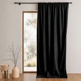 HomeMaison.com Zwart semi-verduisterend thermisch akoestisch gordijn met ruches, 140 x 260 cm