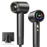 GLAM Haardroger met led-display, 1600 W, met 4 temperatuur- en 2 windstanden, sneldrogend, haarvriendelijk, anti-kroes, stille professionele föhn voor dames en heren, incl. stylingmondstuk