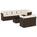 vidaXL Loungeset met kussens, polyrattan, bruin