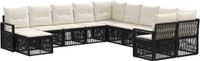 vidaXL Tuinbank - Set - 4 zitplekken - Zwart - Polyrattan