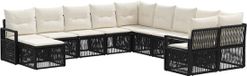 vidaXL Tuinbank - Set - 4 zitplekken - Zwart - Polyrattan