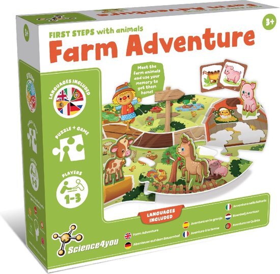 Science 4 You - Puzzel met dieren van de boerderij 2 3 4 gezelschapsspelen, Montessori en Juex educatief speelgoed voor kinderen van 3 jaar, 80003550