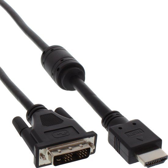 InLine® HDMI-DVI-adapterkabel, 19-pins male naar 18+1 male, met ferriet, 1,8 m
