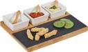 Merkloos Relaxdays Serveerplank Bamboe Leistenen Plaat Schaaltjes Lepels Dips Tapas Meerkleurig 8 Delig