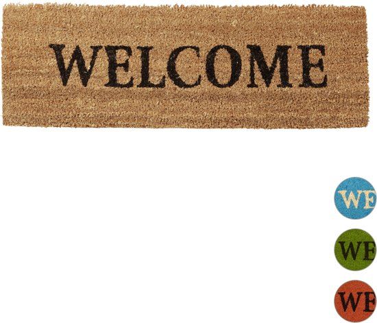 Relaxdays Deurmat Kokos 75x25 Welcome - Blauw