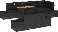 vidaXL Tuinbank - Set - 9 - st - Zwart - Poly - rattan