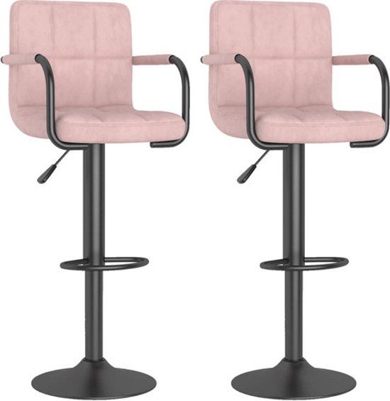 vidaXL Barkrukken 2 stuks fluweel roze
