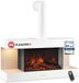 KAMINIO Elektrische haard LIZ - Wandhaard met verwarming, 3D-vlameffect, LED-sfeerverlichting, afstandsbediening - Wit